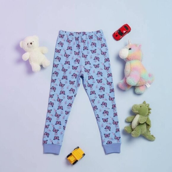 Blue Butterfly Kids Pajama Top – Back View with Cute Toys - Picture 3 of 5